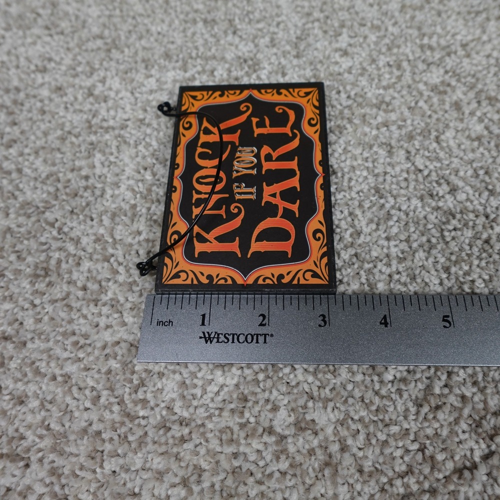 Halloween Knock‎ If You Dare Hanging Sign Orange Black Spooky Decor - Picture 6 of 6